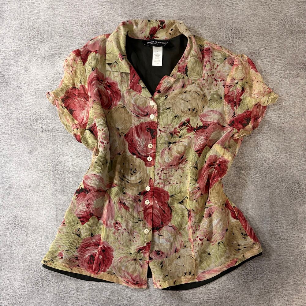 Vintage Floral Watercolor Button Up Blouse